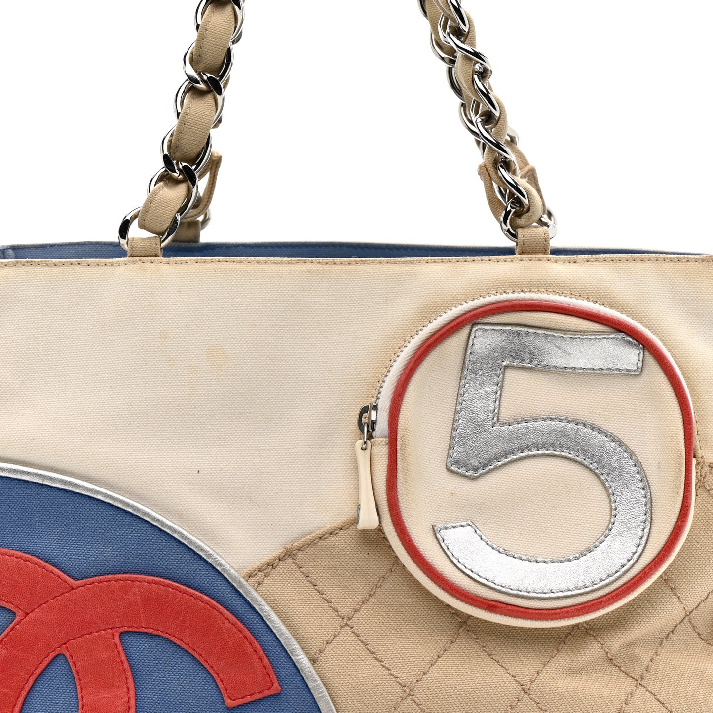 Canvas Quilted N°5 Shopping Tote Beige