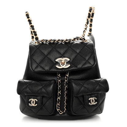 Chanel Shiny Caviar Quilted Small Duma Pockets Drawstring Backpack Black 1 of 10
