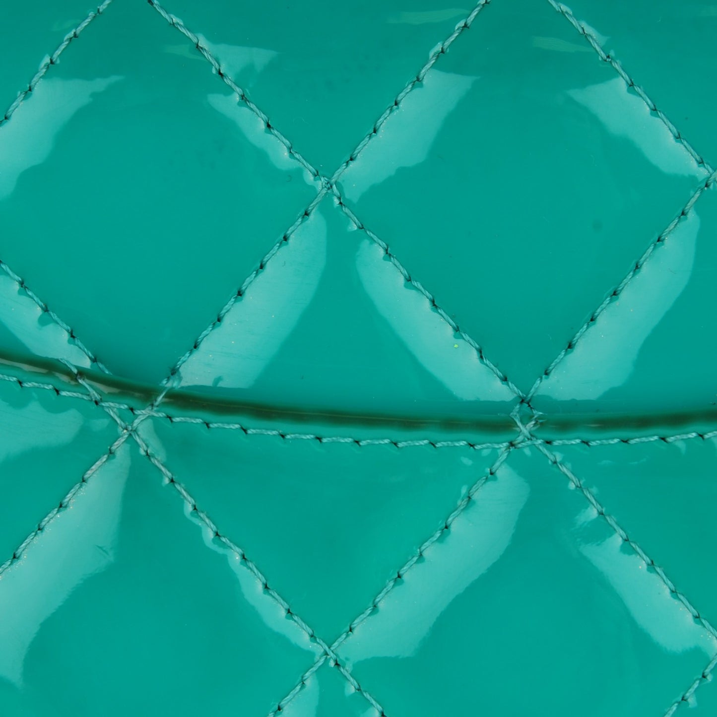 Patent Calfskin Quilted Mini Rectangular Flap Green