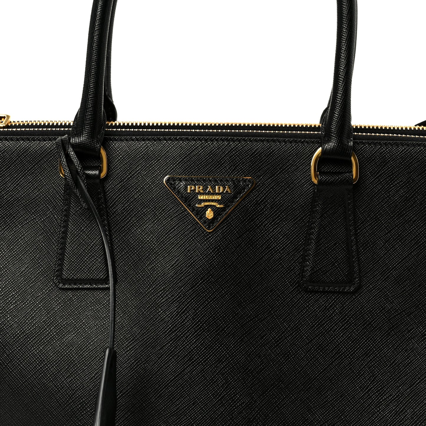 Saffiano Lux Large Galleria Double Zip Tote Black