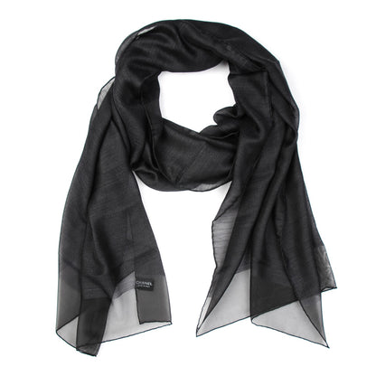 Chanel Silk Cashmere CC Scarf Shawl Black 1 of 5