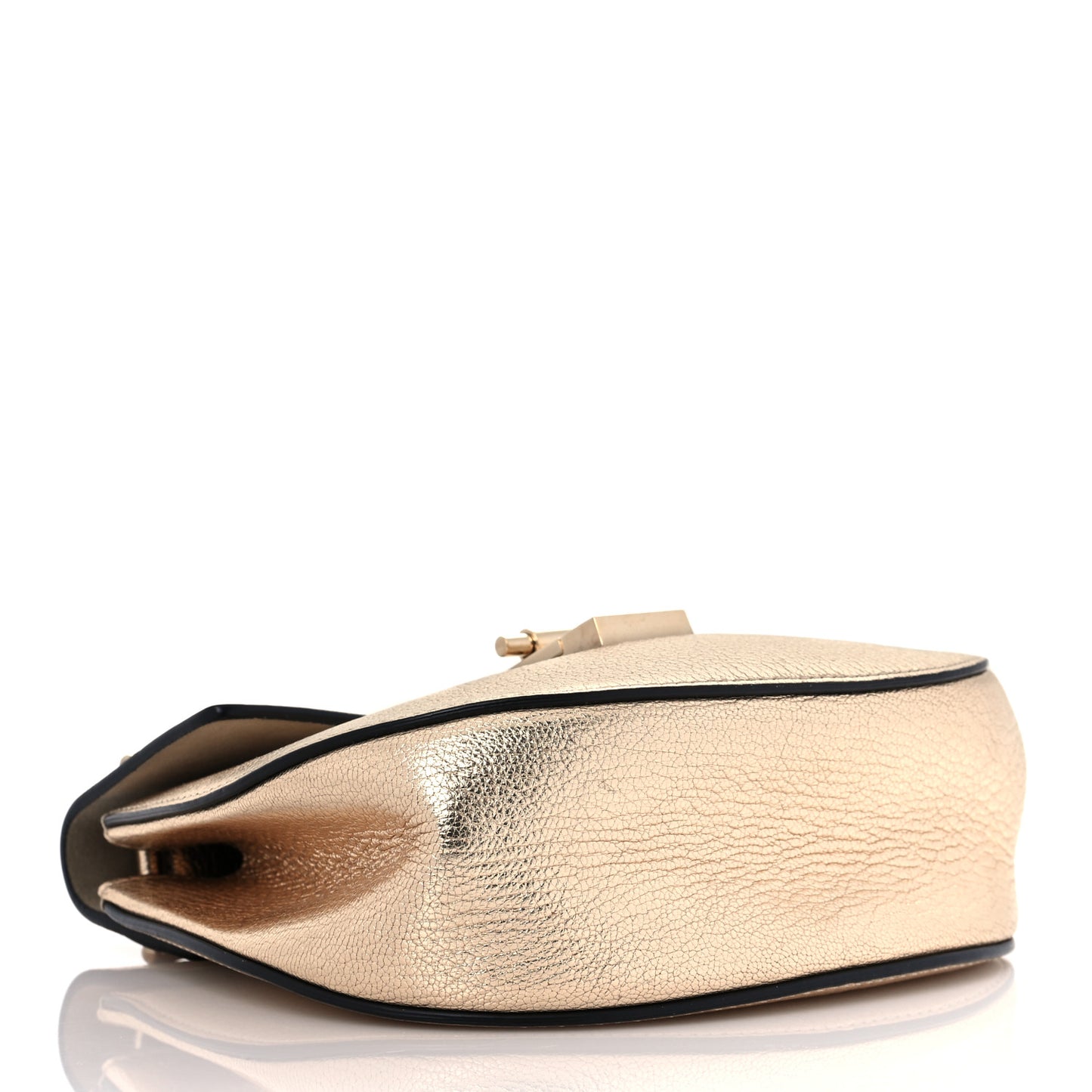Metallic Goatskin Mini Drew Shoulder Bag Pale Gold