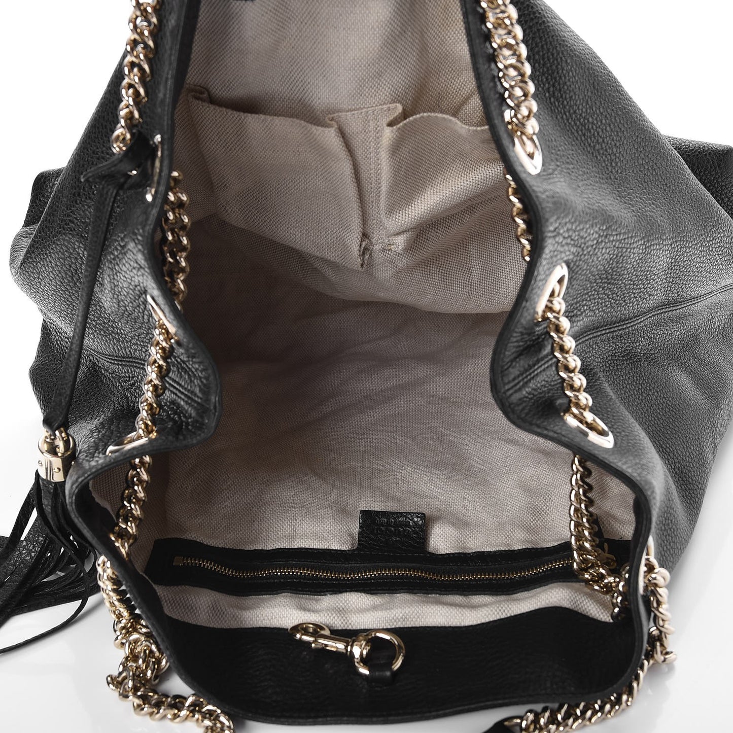 Pebbled Calfskin Large Soho Chain Shoulder Bag Black