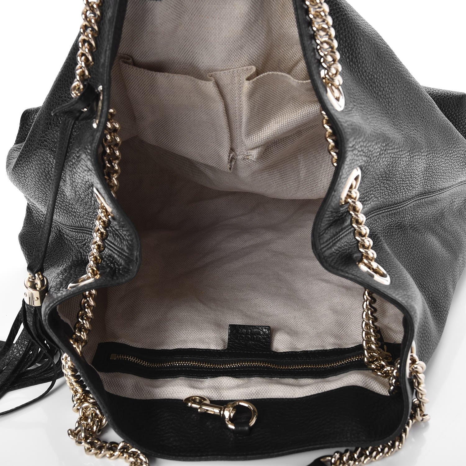 Gucci Pebbled Calfskin Large Soho Chain Shoulder Bag Black 5 of 7