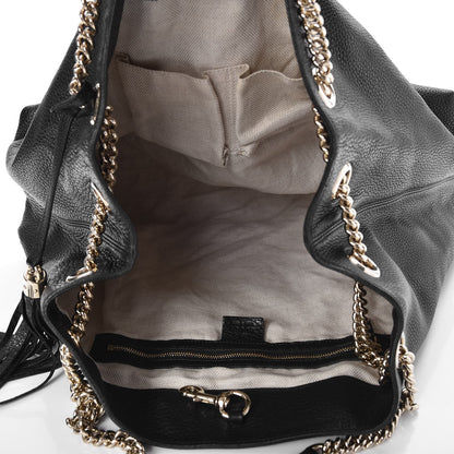 Gucci Pebbled Calfskin Large Soho Chain Shoulder Bag Black 5 of 7