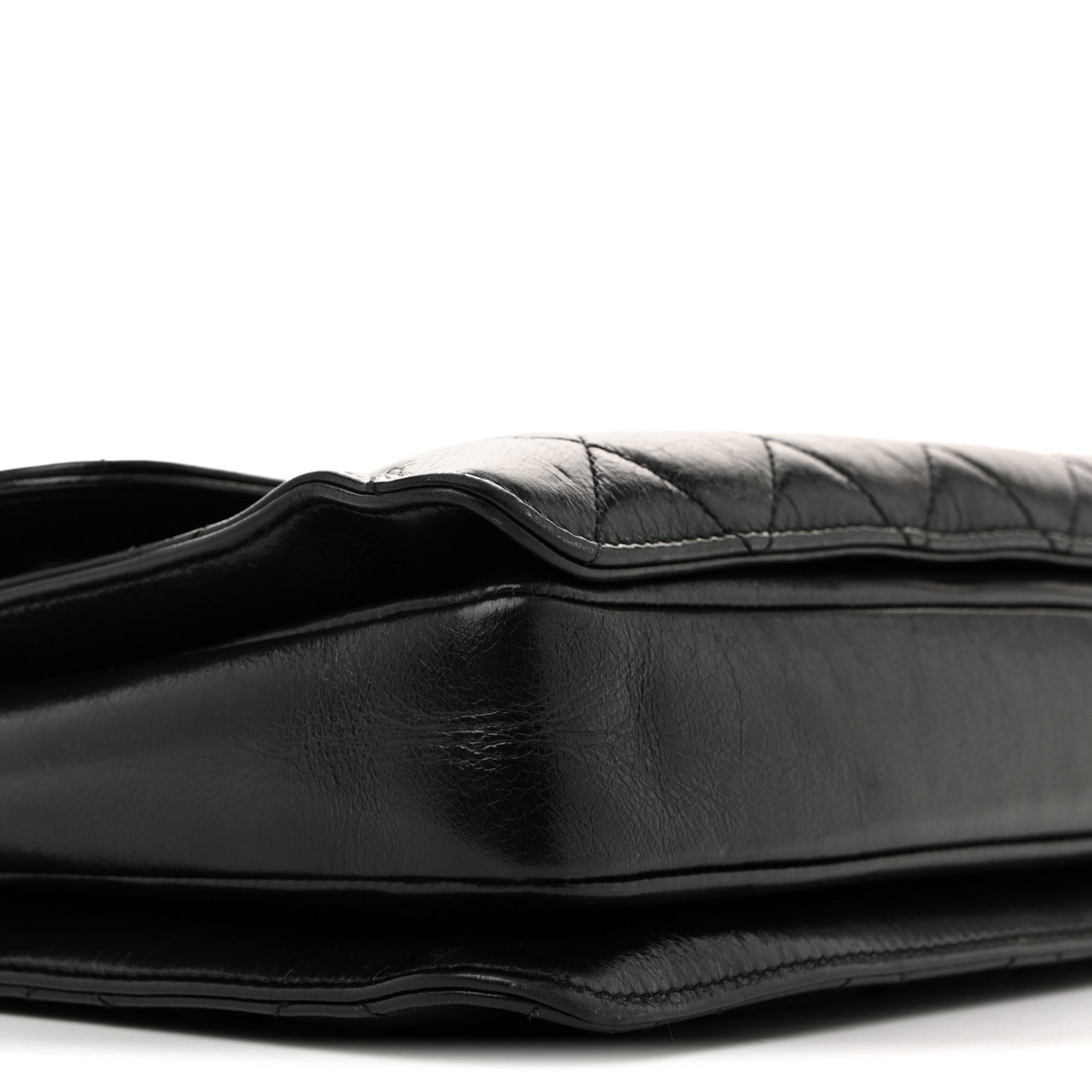 Chanel Glazed Calfskin Quilted Large Perfect Edge Flap Black 9 of 14