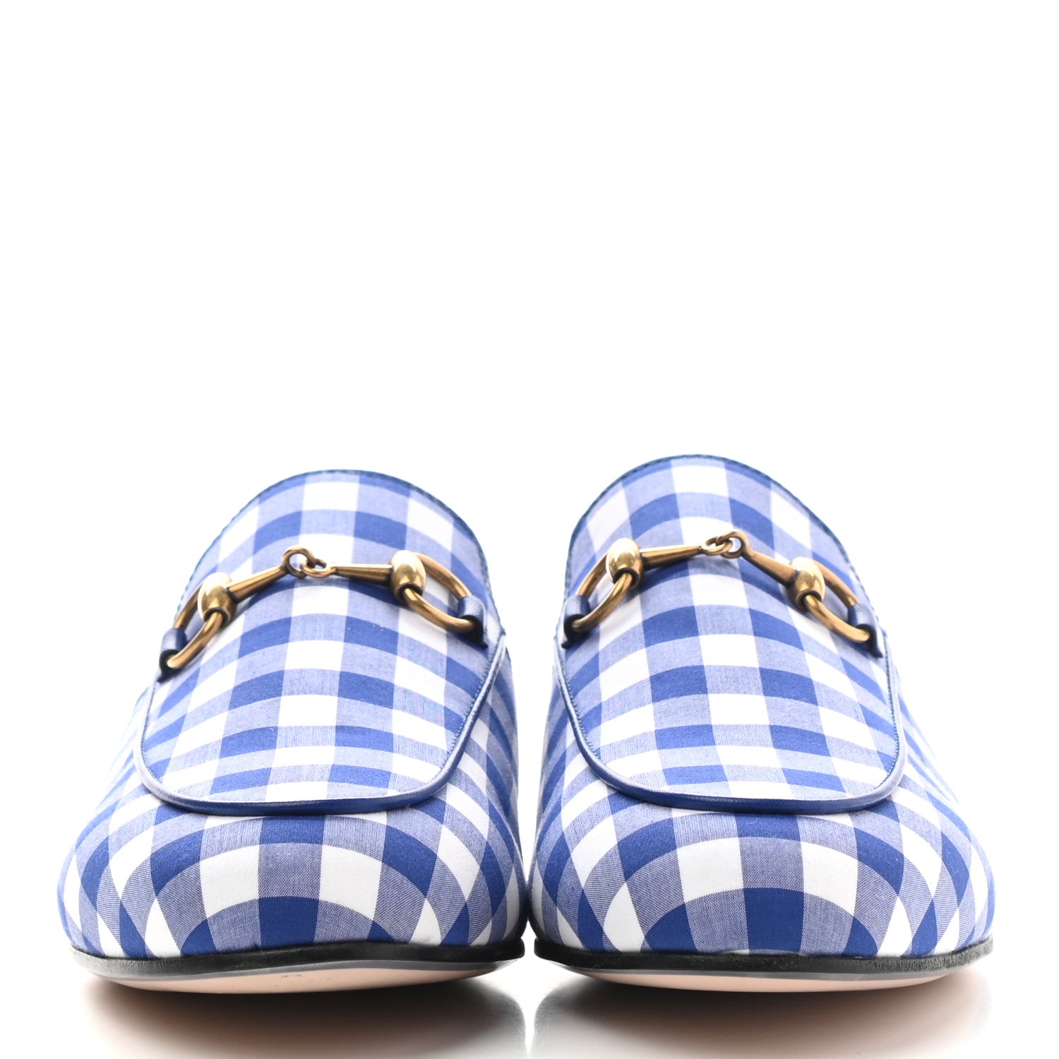 Gucci Cotton Gingham Womens Princetown Slippers 36 White Blue 2 of 8