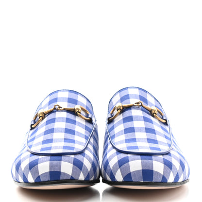 Gucci Cotton Gingham Womens Princetown Slippers 36 White Blue 2 of 8