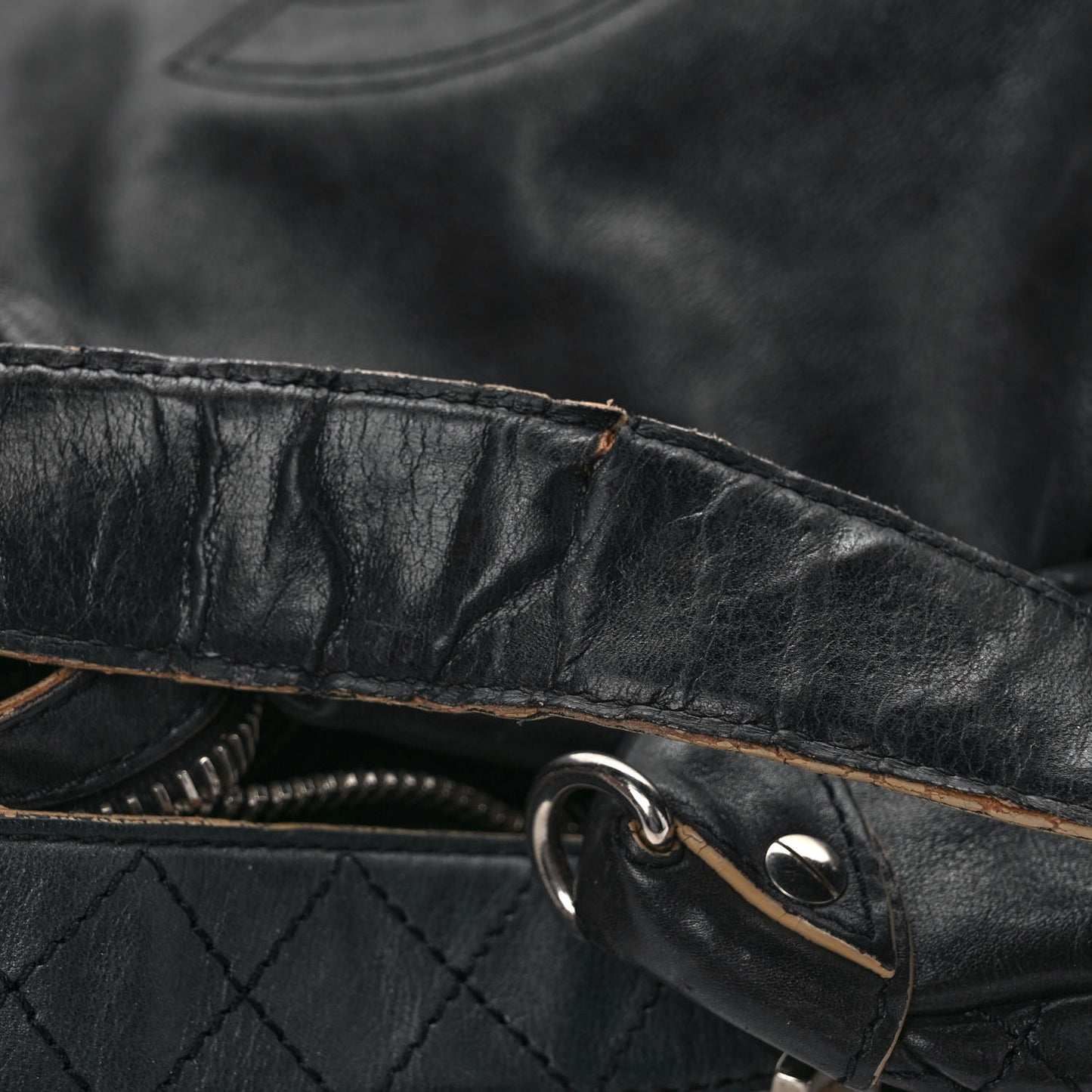 Lambskin Large Edgy Hobo Black