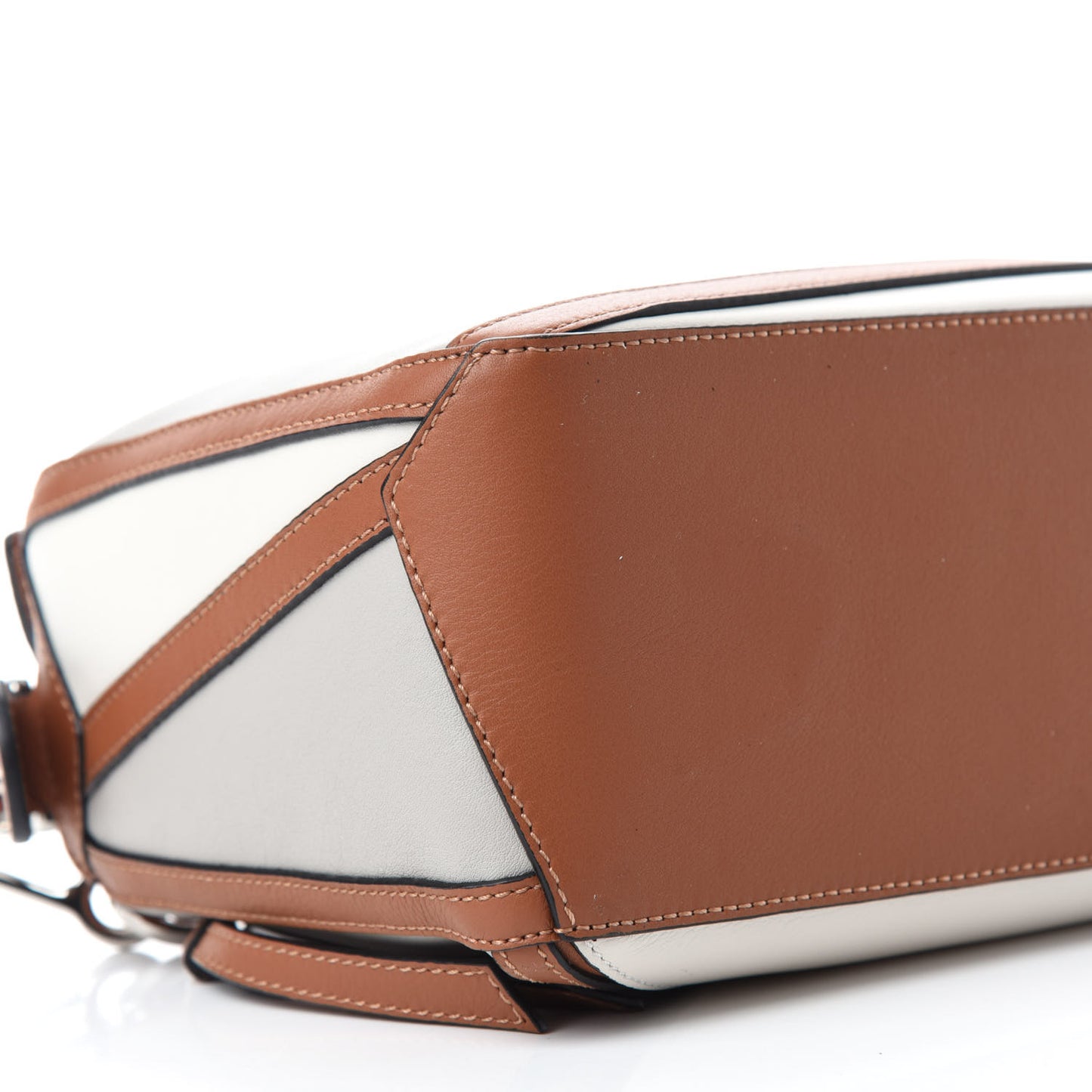 Calfskin Small Graphic Puzzle Bag Ghost Soft White