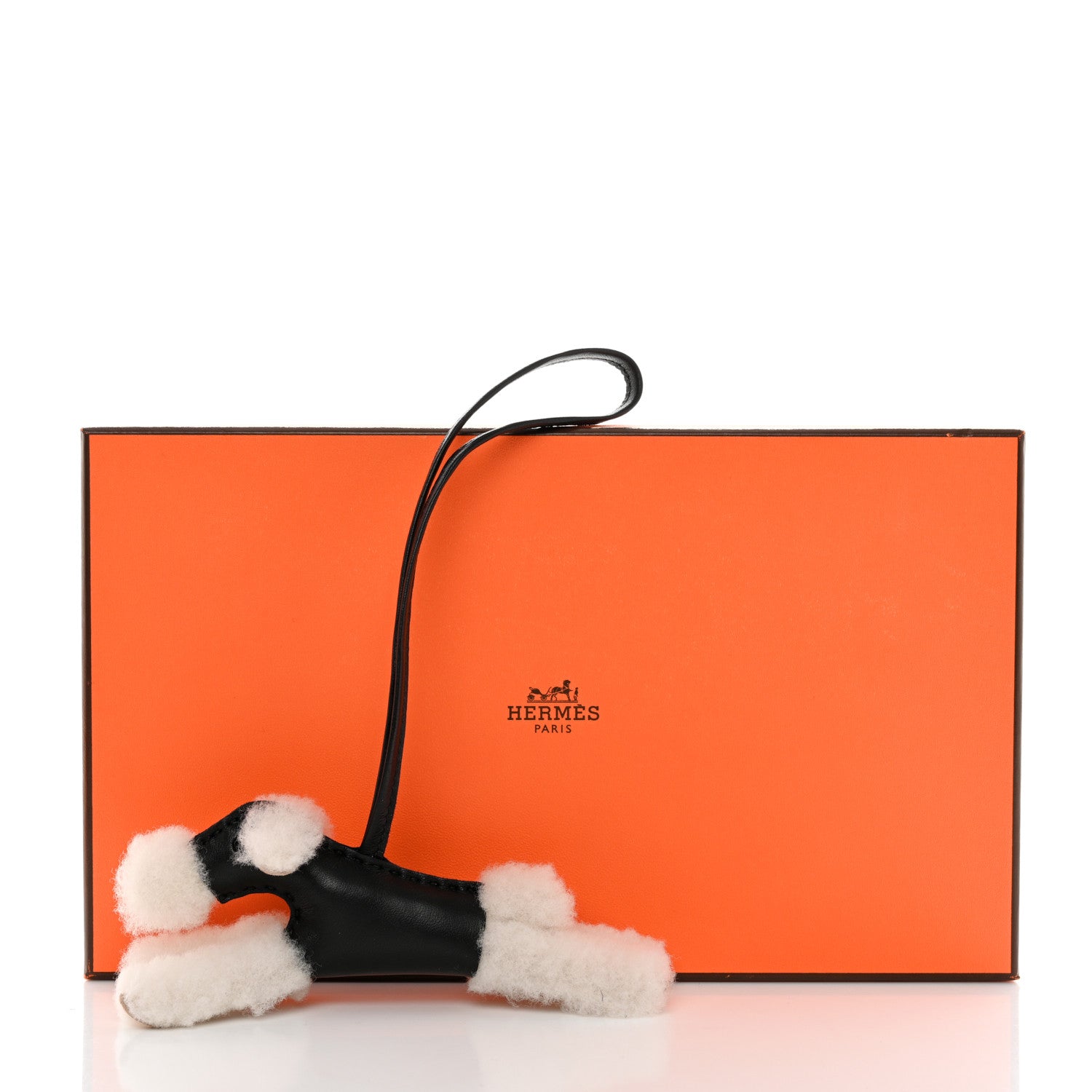Hermes Milo Lambskin Shearling Budy Charm Black 5 of 5