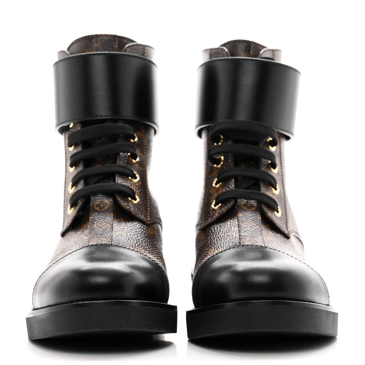 Louis Vuitton Calfskin Monogram Wonderland Flat Ranger Boots 38 Black 2 of 9