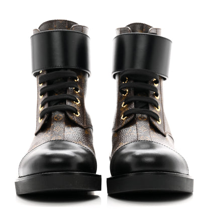 Louis Vuitton Calfskin Monogram Wonderland Flat Ranger Boots 38 Black 2 of 9