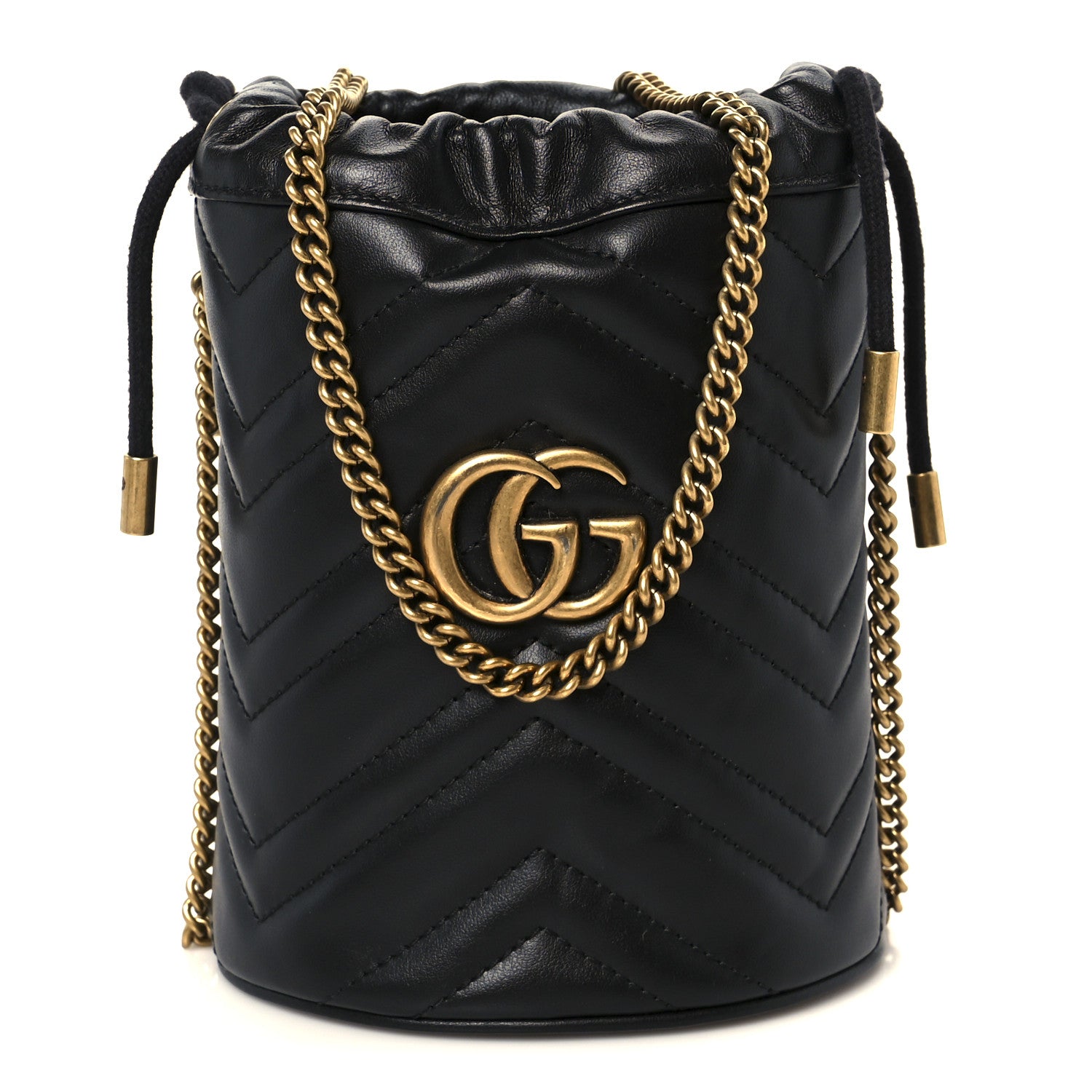 Gucci Calfskin Matelasse Mini GG Marmont 2.0 Bucket Bag Black 1 of 11