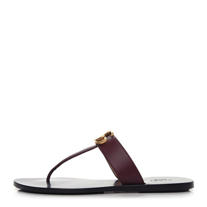 Gucci Calfskin GG Marmont Thong Sandals 38.5 Vintage Bordeaux 1 of 8