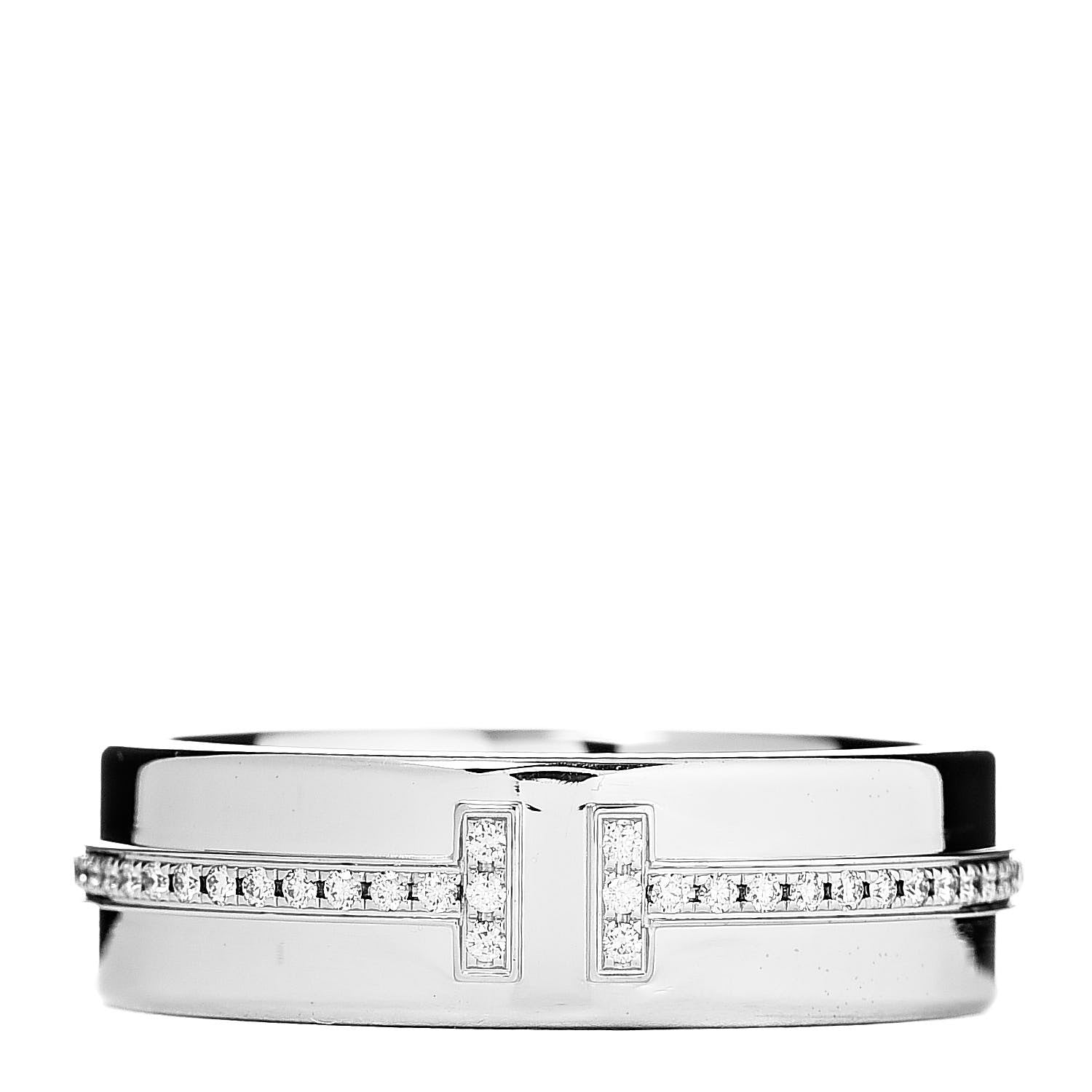 Tiffany 18K White Gold Diamond T Two Ring 49 5 1 of 4