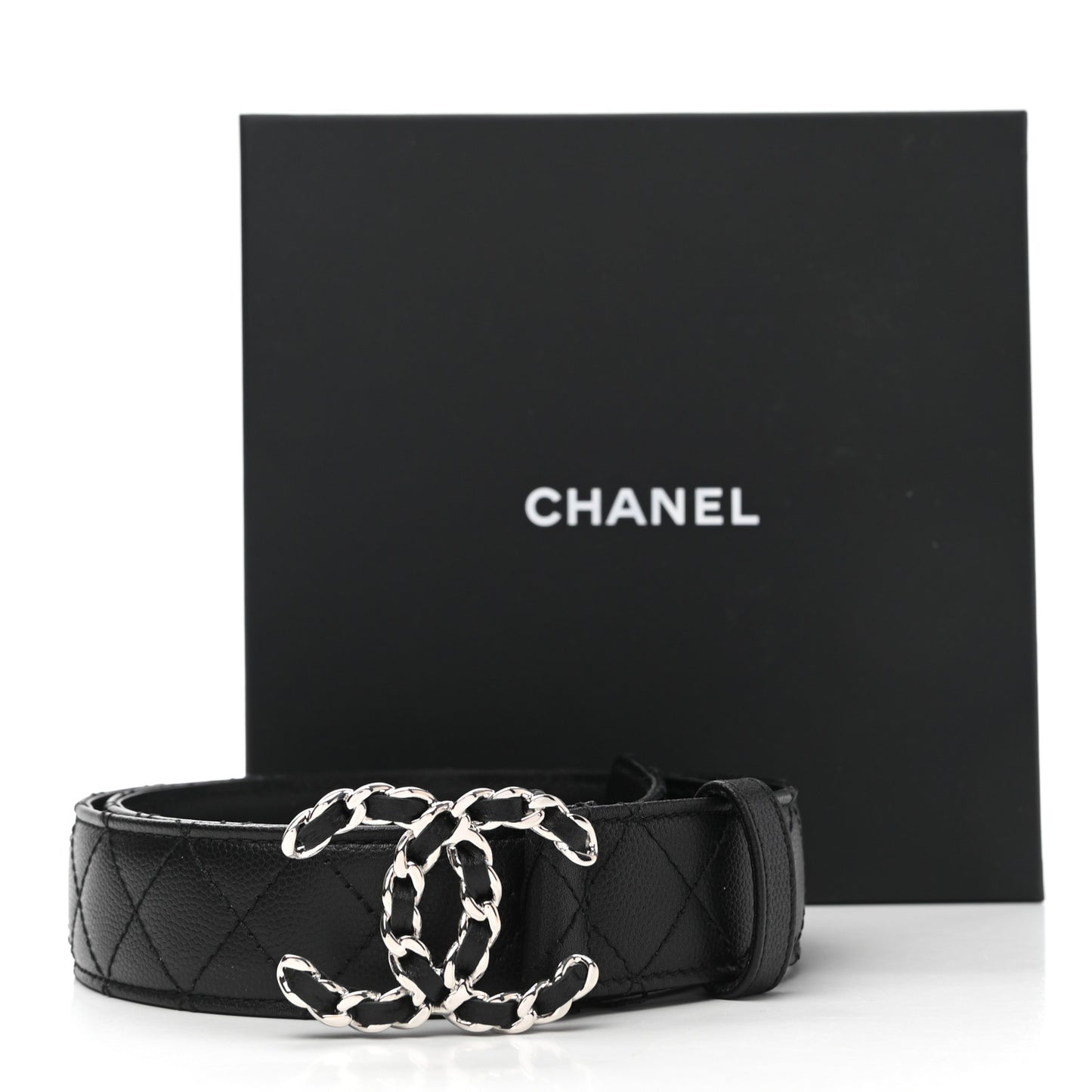 Caviar Quilted CC Chain Belt 85 34 Black