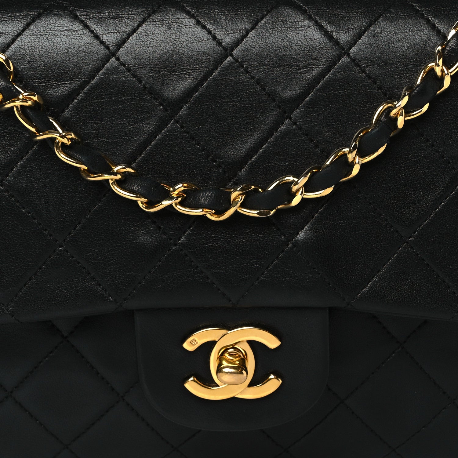 Chanel Lambskin Quilted Medium Double Flap Black 8 of 10