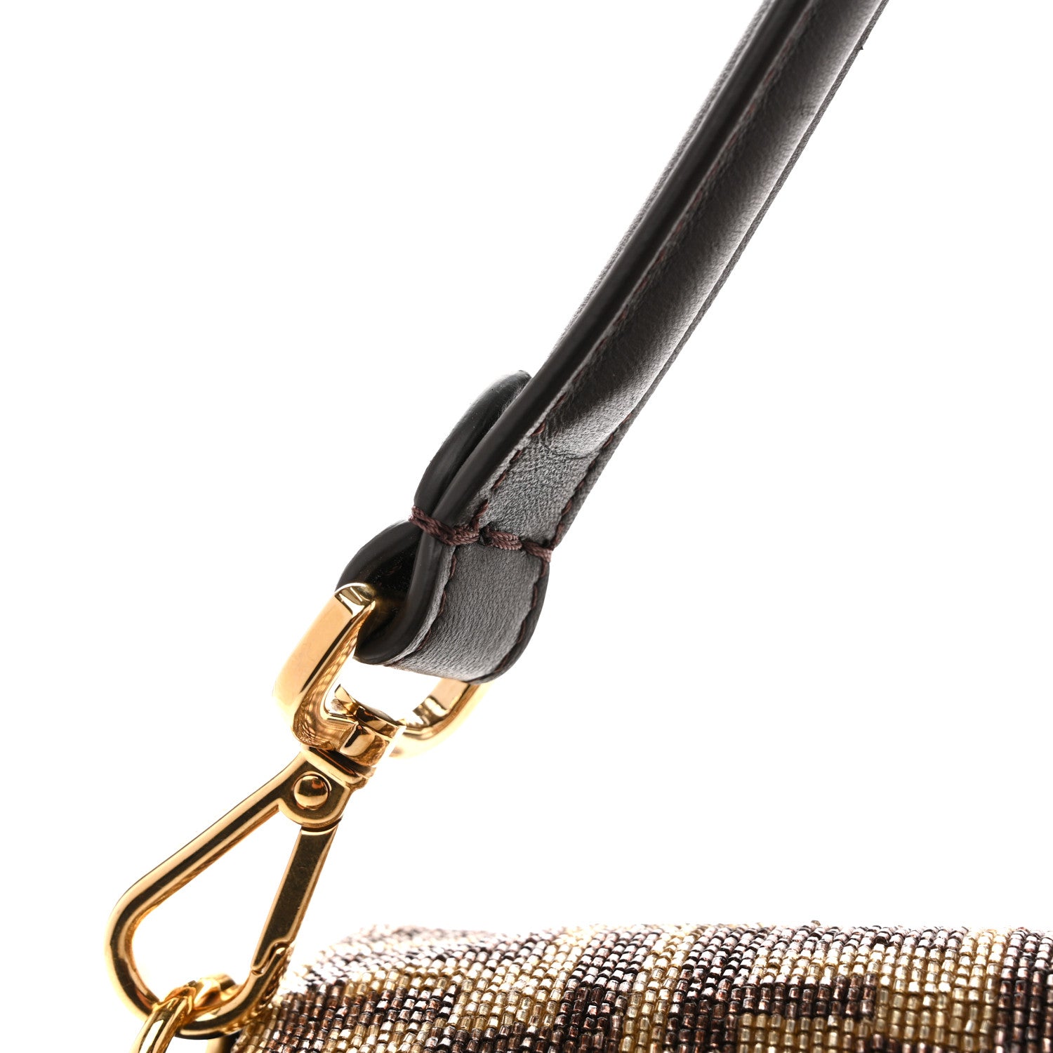 Fendi Vitello King Beaded Zucca Baguette Mogano Panna Ebano 12 of 13