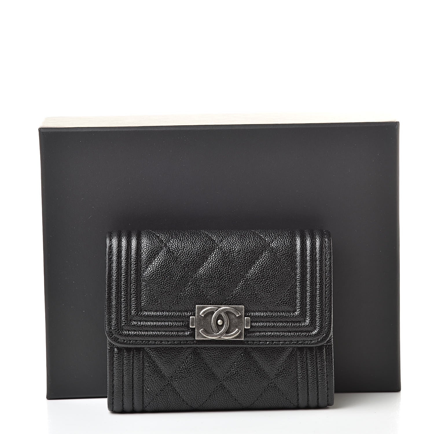 Chanel Caviar Quilted Boy Flap Card Holder Black 9 of 9