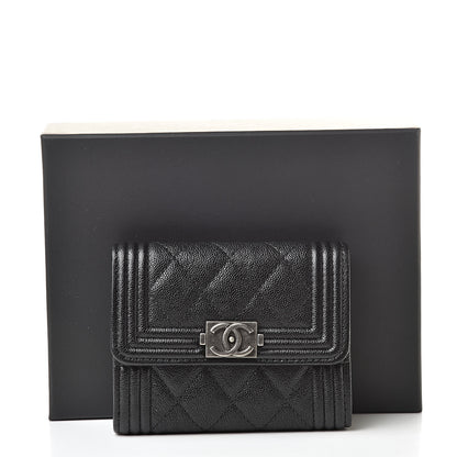 Chanel Caviar Quilted Boy Flap Card Holder Black 9 of 9