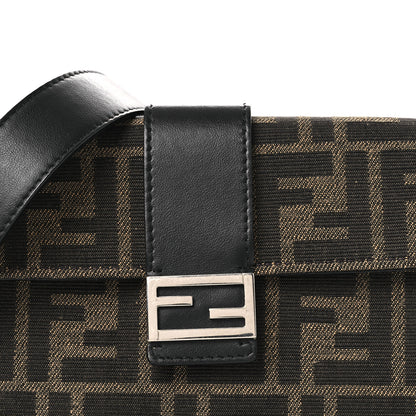Fendi Recycled Fabric Jacquard Vitello Grace FF 1974 Baguette Belt Pouch Tobacco Moro Black 8 of 12