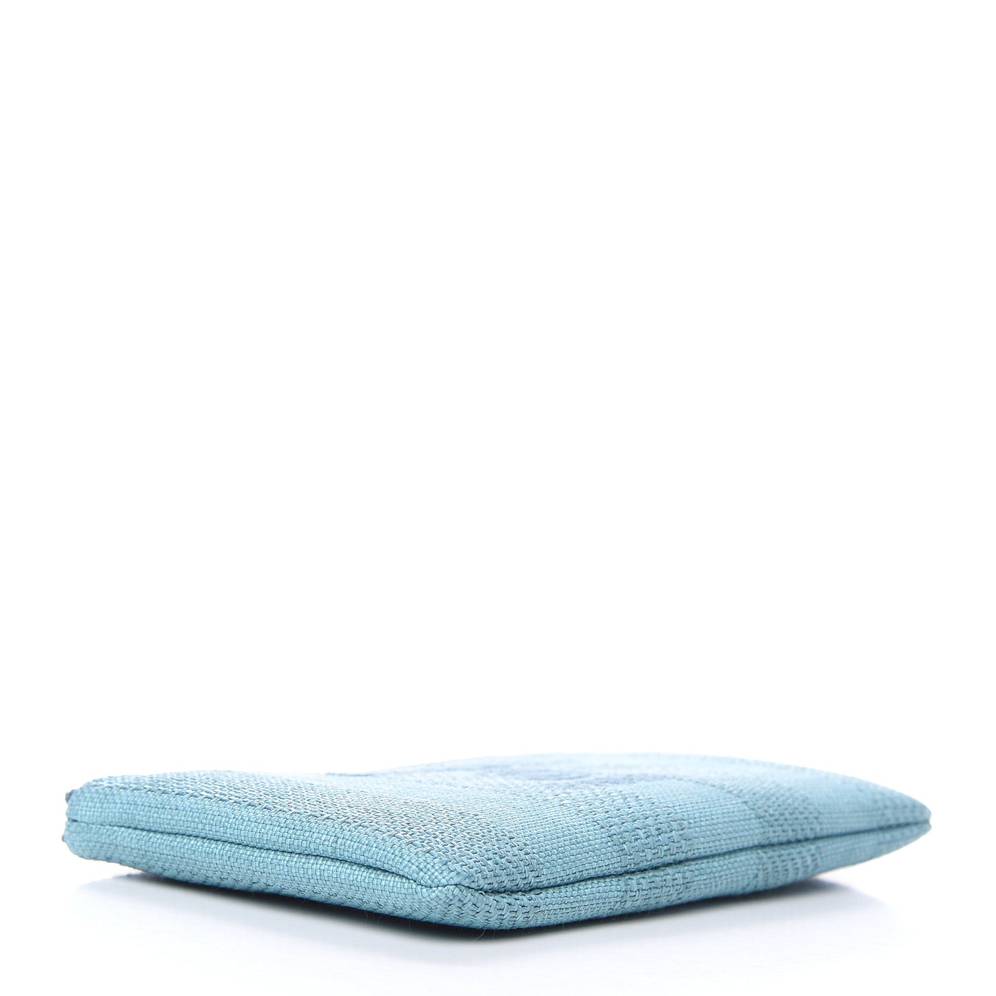 Woven Straw Raffia Deauville Cosmetic Pouch Blue