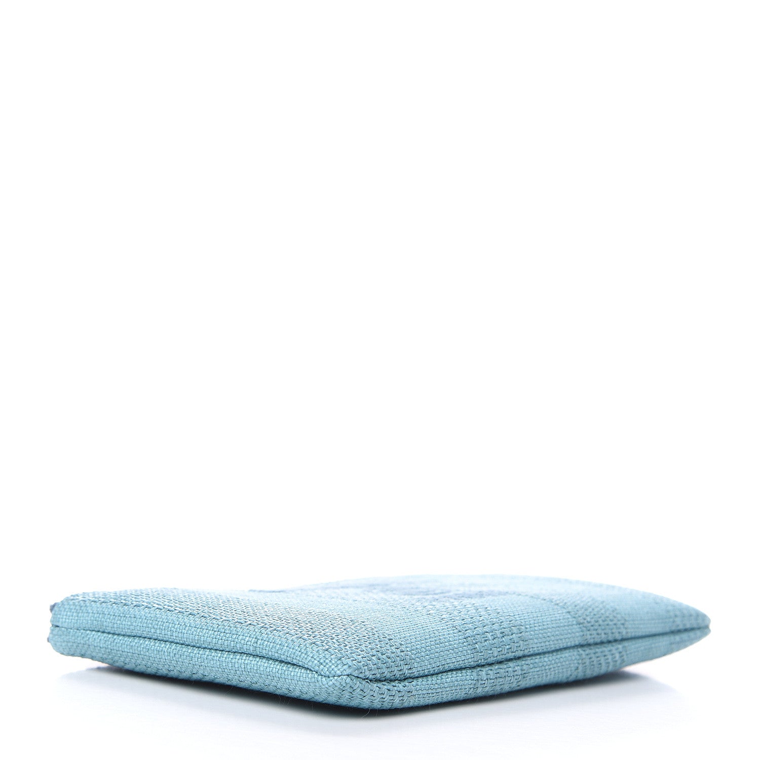 Chanel Woven Straw Raffia Deauville Cosmetic Pouch Blue 4 of 9