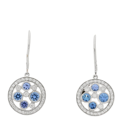 Tiffany Platinum Diamond Blue Sapphire Cobblestone Drop Earrings 1 of 4