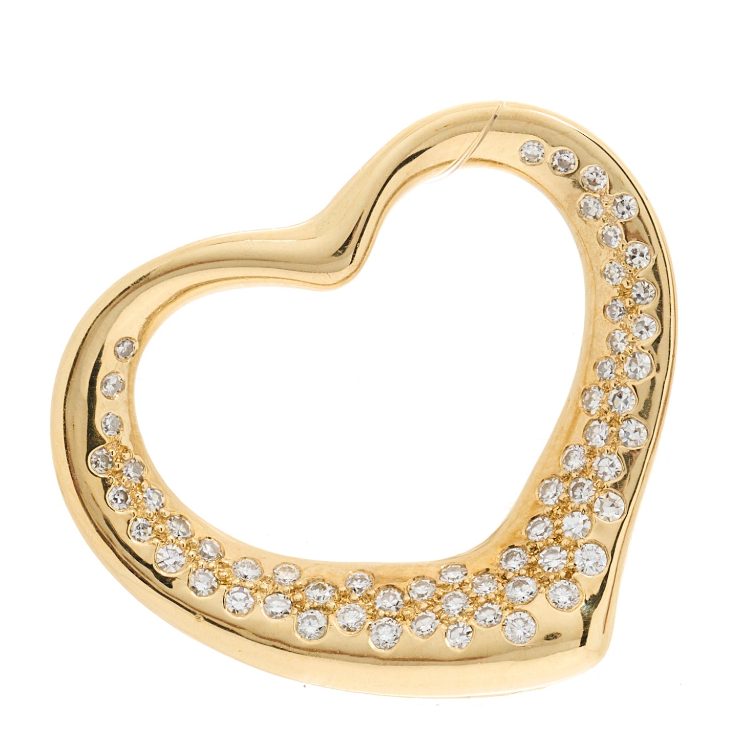 18K Yellow Gold Diamond 28mm Elsa Peretti Open Heart Pendant