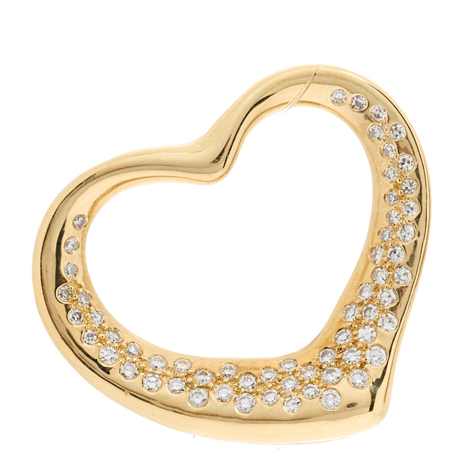 Tiffany 18K Yellow Gold Diamond 28mm Elsa Peretti Open Heart Pendant 1 of 4