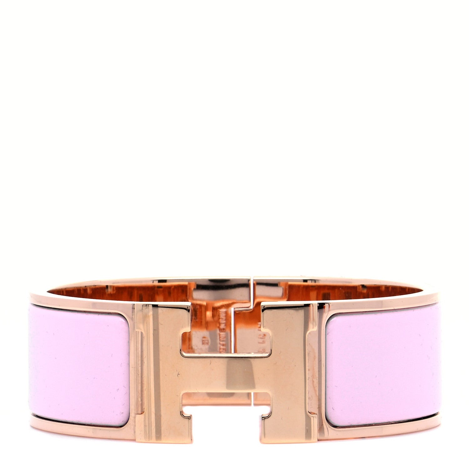 Hermes Enamel Wide Clic Clac H Bracelet PM Rose Dragee 1 of 8