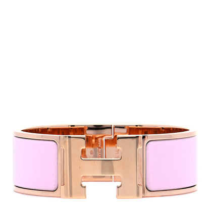 Hermes Enamel Wide Clic Clac H Bracelet PM Rose Dragee 1 of 8
