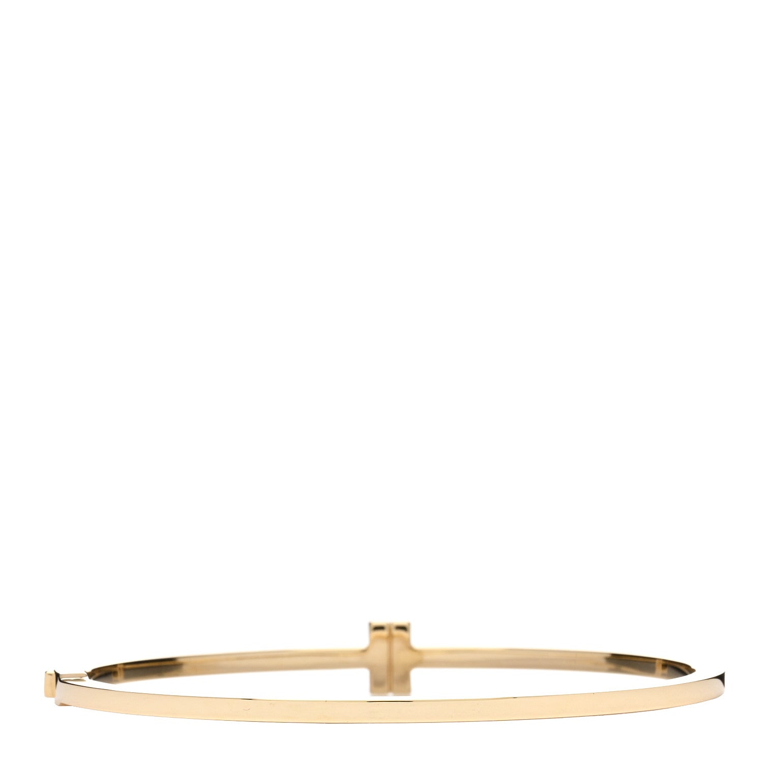 Tiffany 18K Yellow Gold Diamond T Hinged Wire Bangle Bracelet 2 of 3