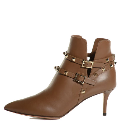 Valentino Garavani Calfskin Rockstud Double Buckle 65mm Ankle Boots 38.5 Nocciola 9 of 16