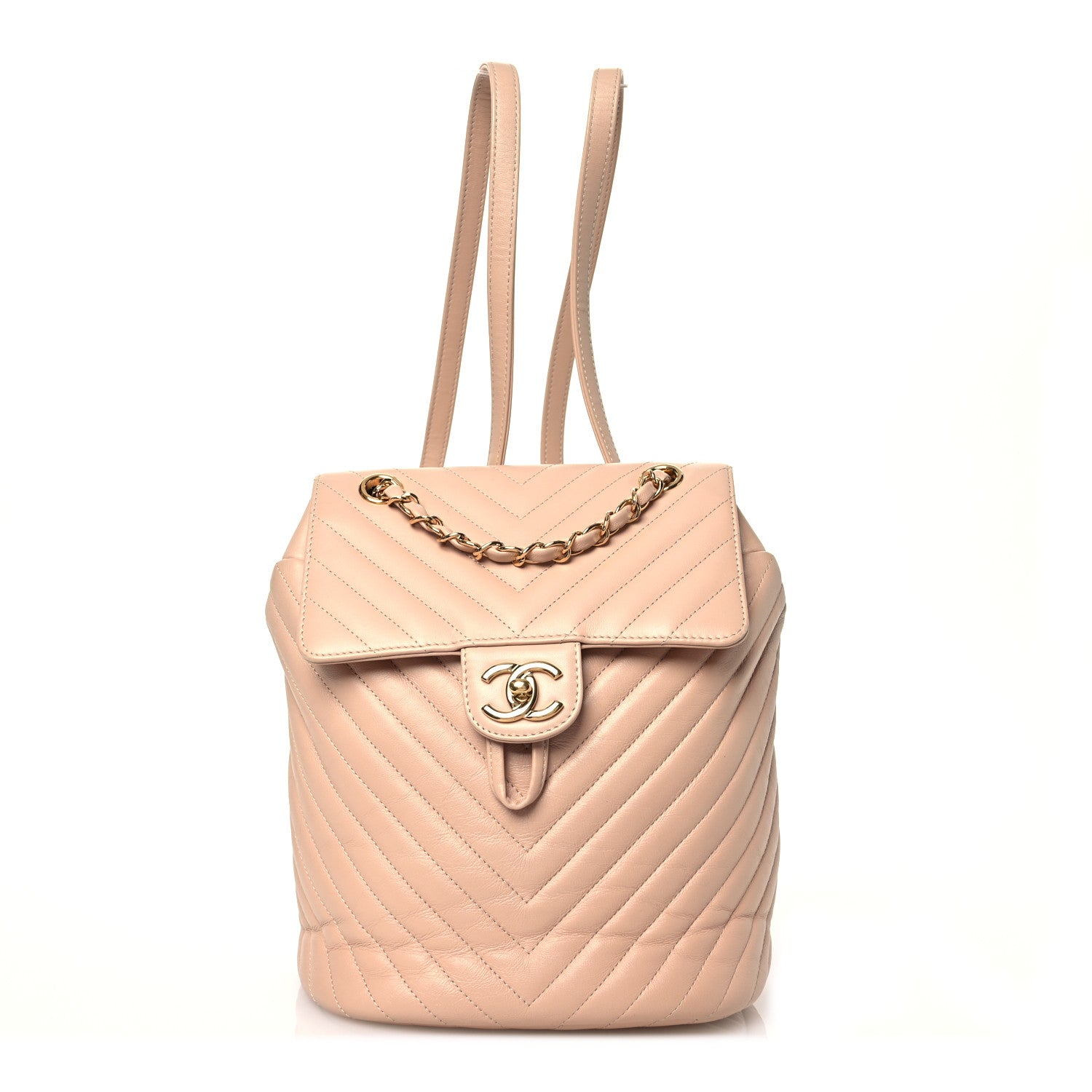 Chanel Calfskin Chevron Quilted Small Urban Spirit Backpack Beige 1 of 16