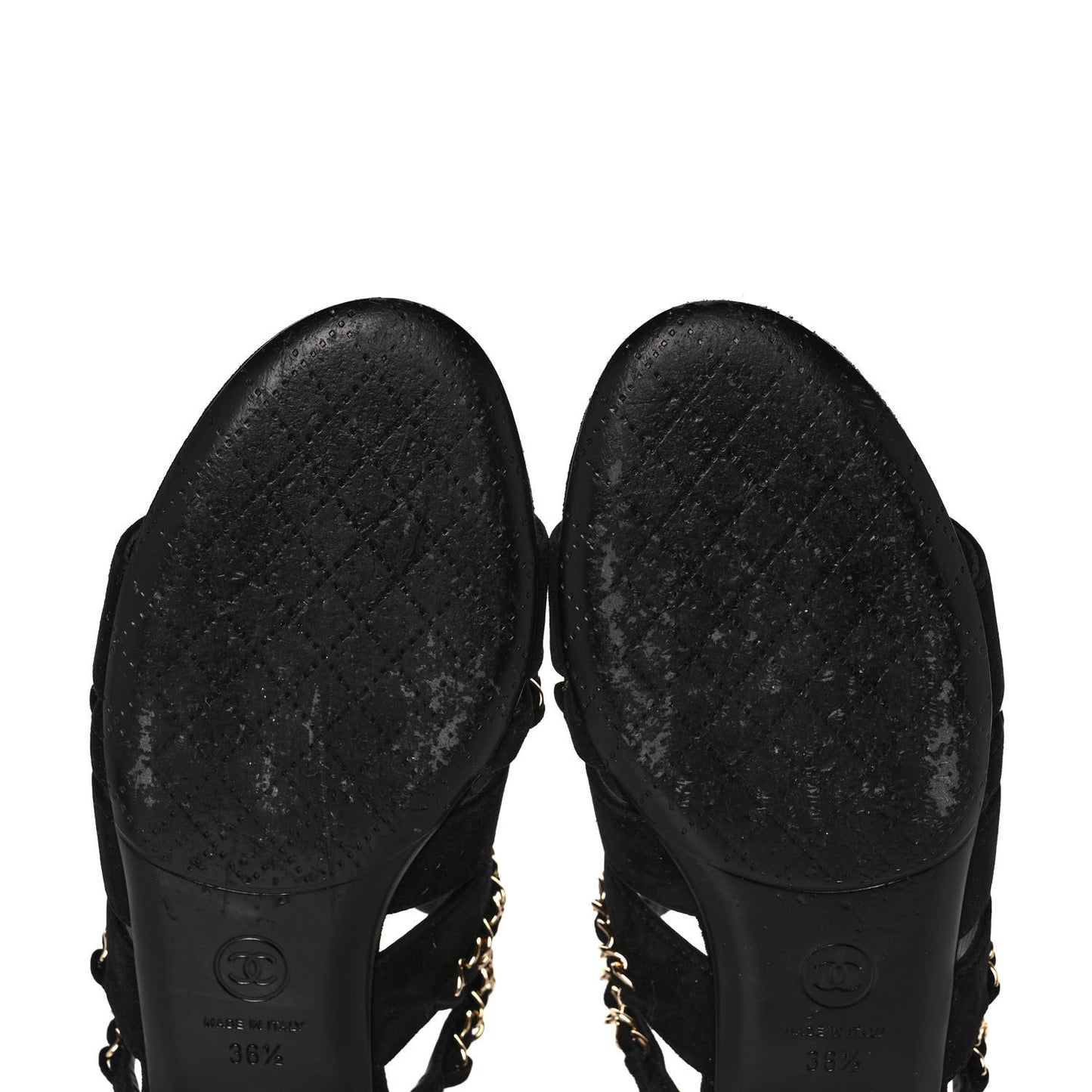 Suede Chain Mule Sandals 36.5 Black