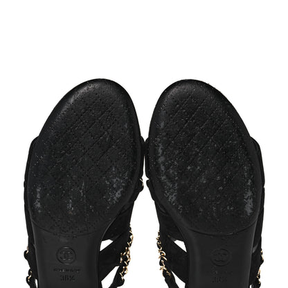 Chanel Suede Chain Mule Sandals 36.5 Black 9 of 10