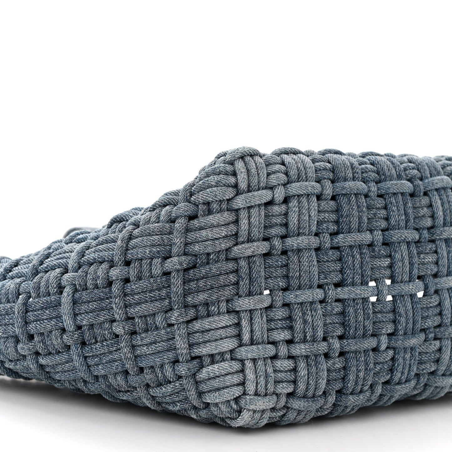 Washed Frayed Denim Braided XS Bistro Basket Blue