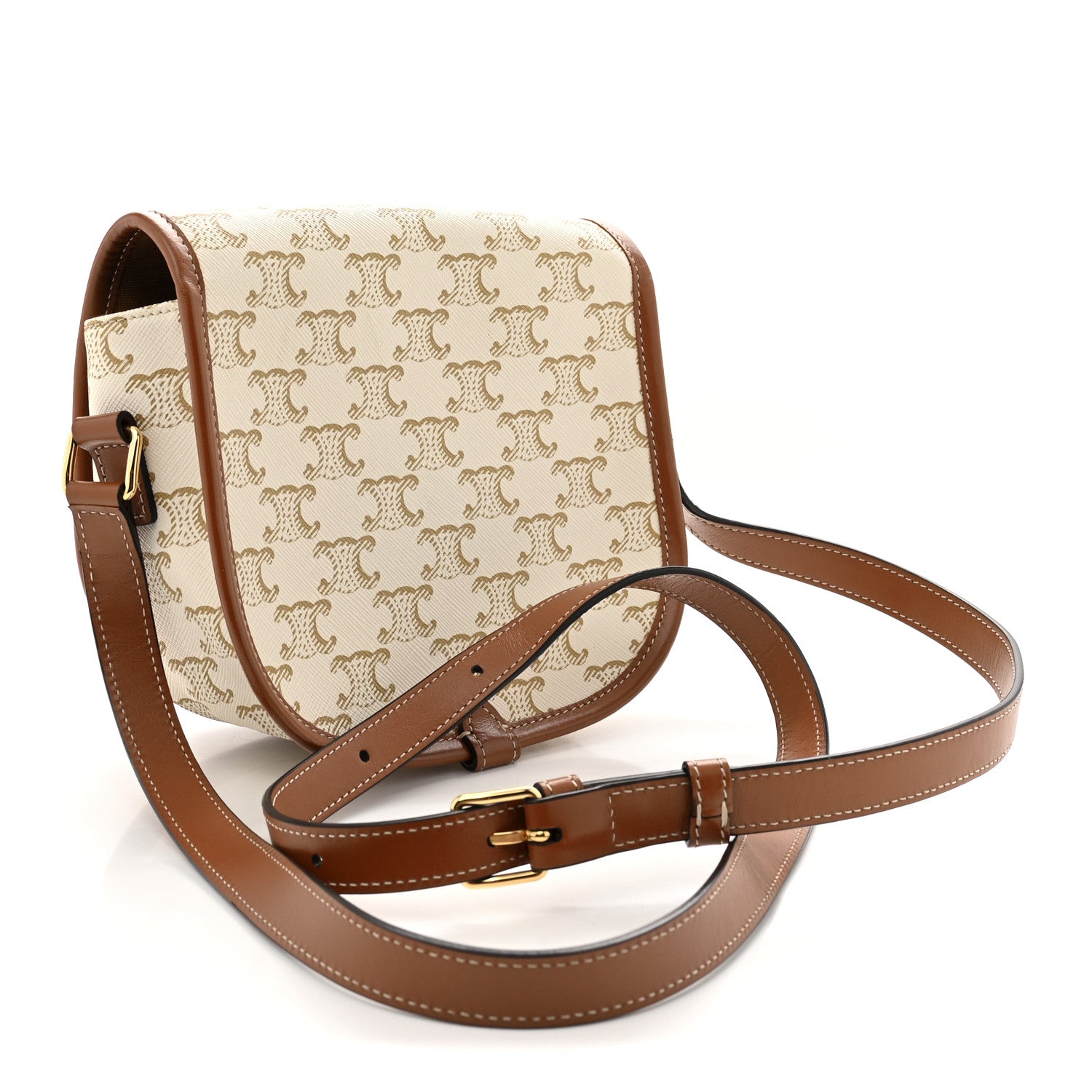 Celine Triomphe Canvas Medium Folco Bag White 3 of 11