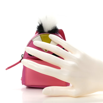Fendi Nylon Shiny Nappa Nutria Fox Fur Monster Eyes Mini Backpack Charm Lollypop Rosa Fluo Multicolor 2 of 8