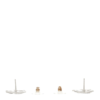 Chanel Crystal Resin CC Earrings Silver 3 of 5