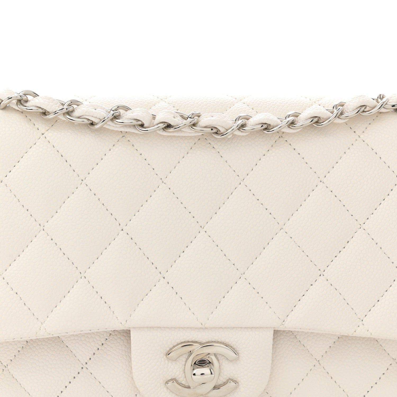 Chanel Caviar Quilted Medium Double Flap White 8 of 11