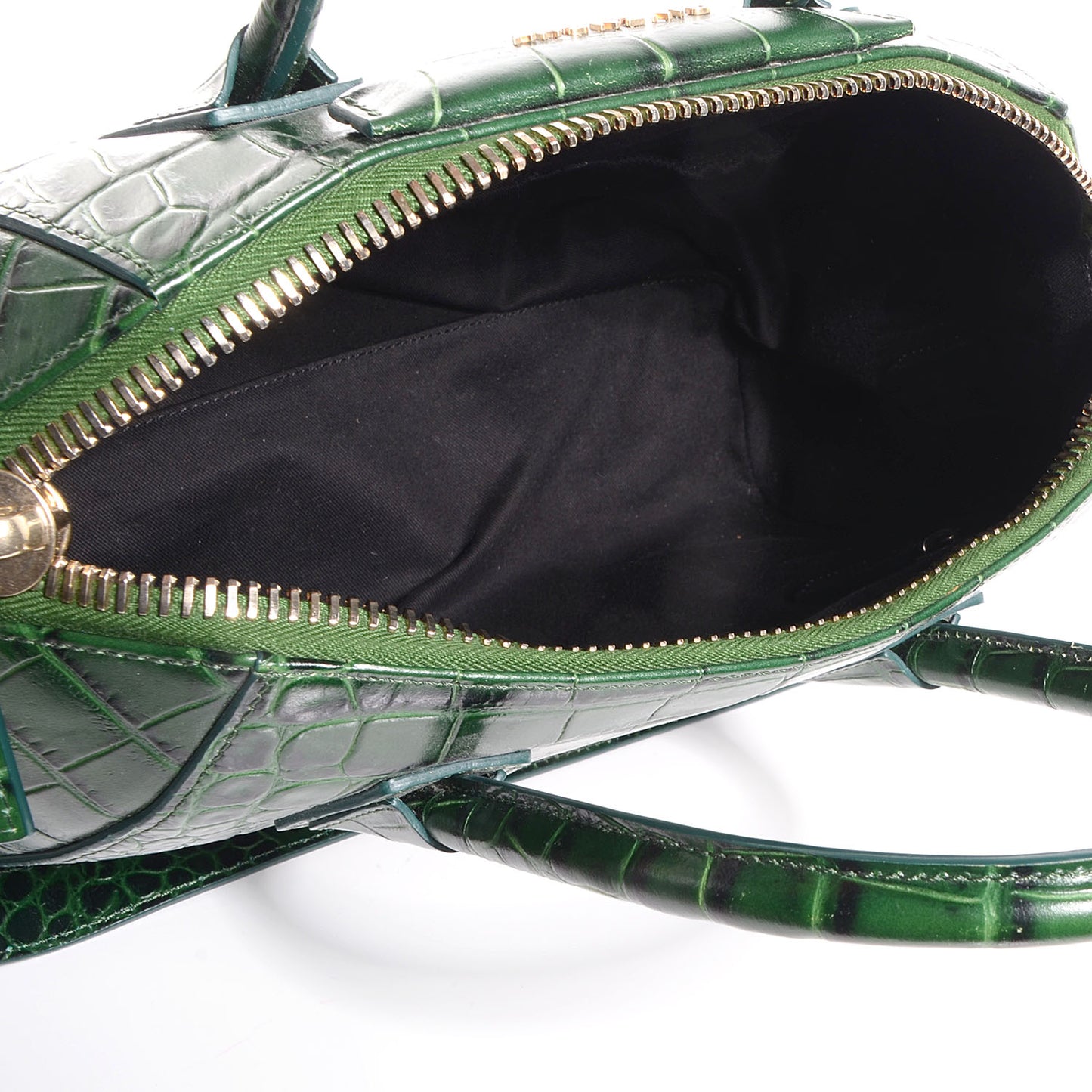 Calfskin Crocodile Embossed Small Antigona Emerald