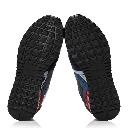 Valentino Garavani Denim Suede Camouflage Mens Rockrunner Sneakers Blue Multicolor 4 of 4