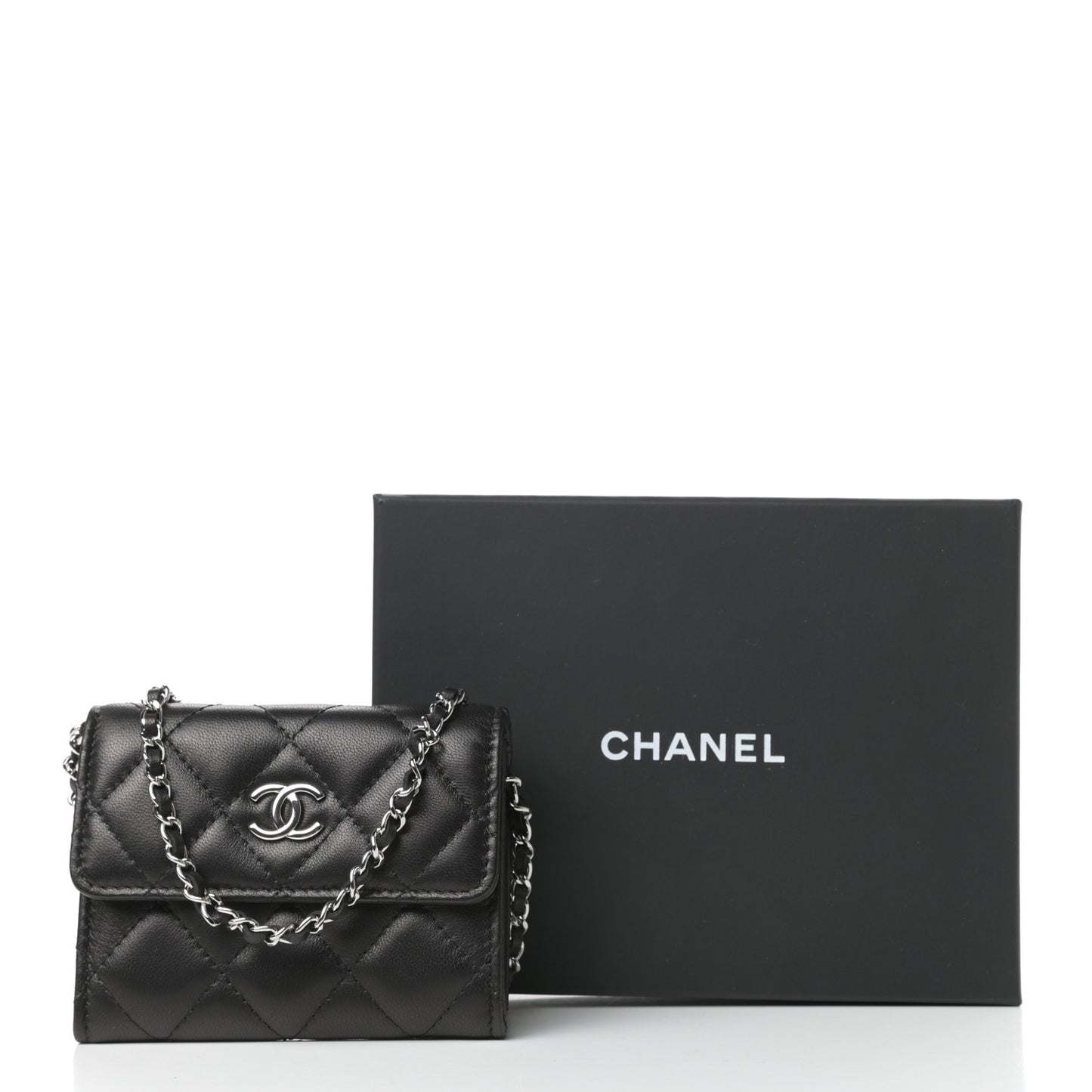 Lambskin Quilted Clutch With Chain Black