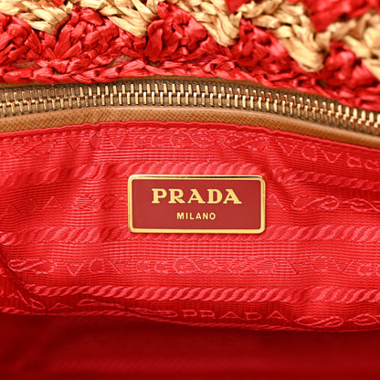 Prada Raffia Crochet Large Tote Naturale Fuo 6 of 12