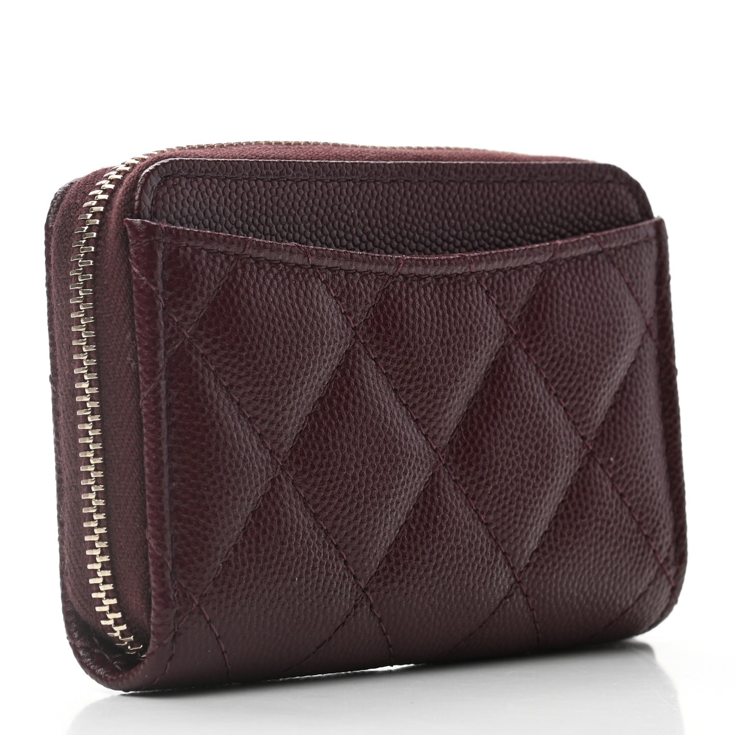 Caviar Quilted Zip Around Coin Purse Burgundy