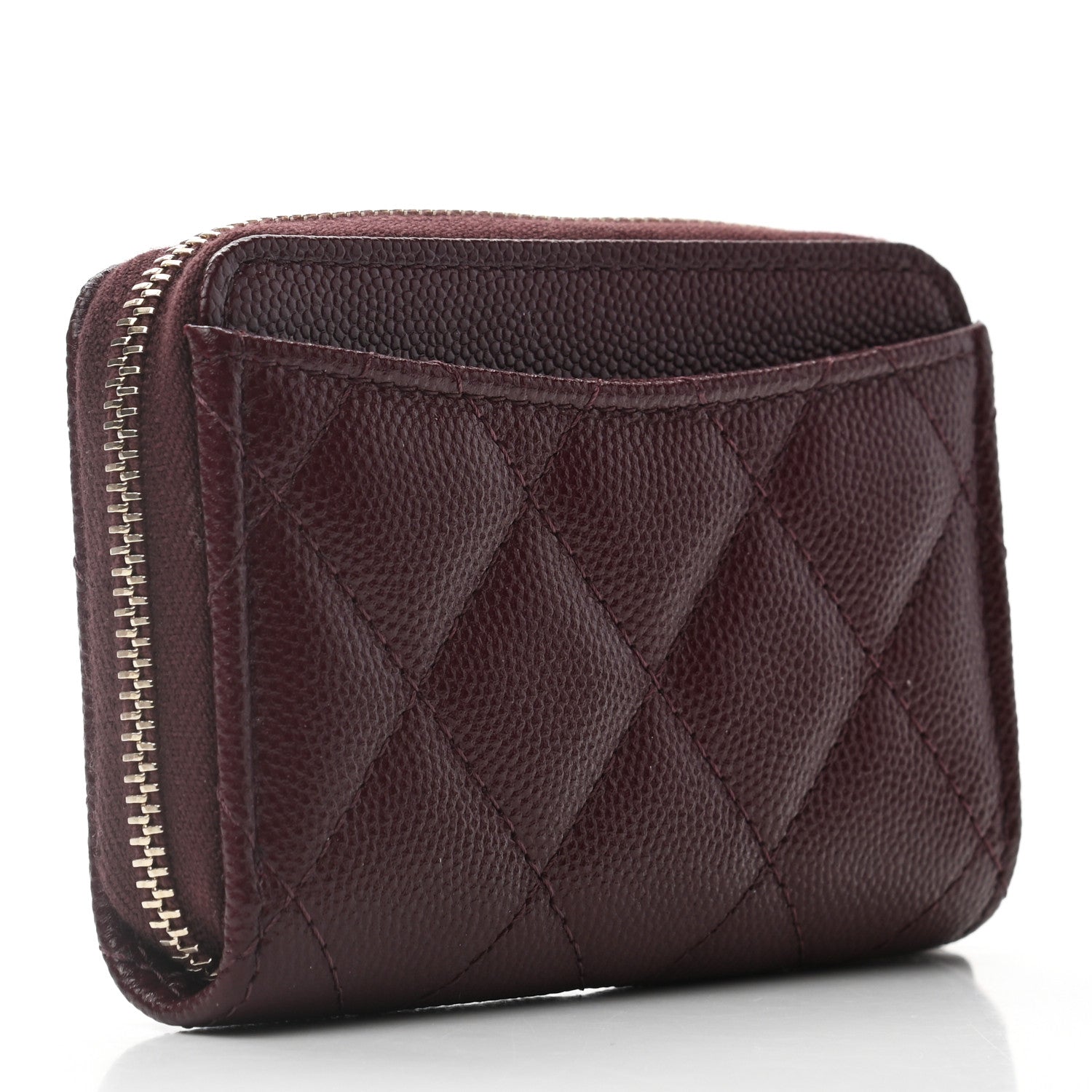Chanel Caviar Quilted Zip Around Coin Purse Burgundy 3 of 7