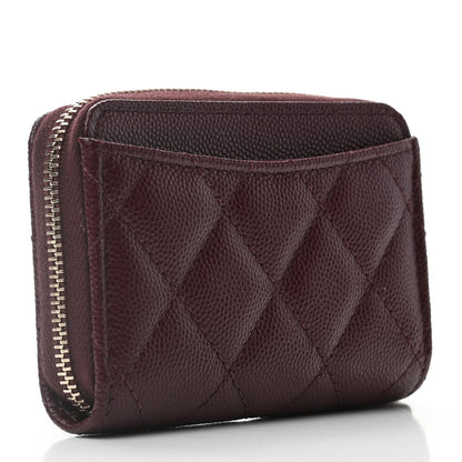 Chanel Caviar Quilted Zip Around Coin Purse Burgundy 3 of 7
